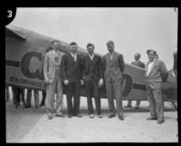 Endurance Record holding Hunter Brothers visit Los Angeles, 1930
