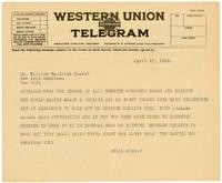 Telegram from Julia Morgan to William Randolph Hearst, April 27, 1926