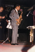 Ornette Coleman's band Prime Time performing in 1986 [descriptive]