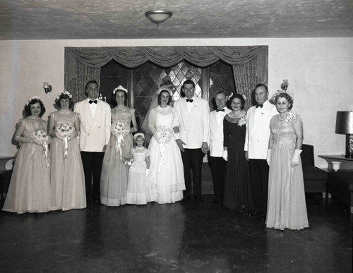 Bridal party at the Chapel of the Roses