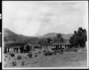 Adobe ranch home and outbuilding in Fallbrook, 1870-1880