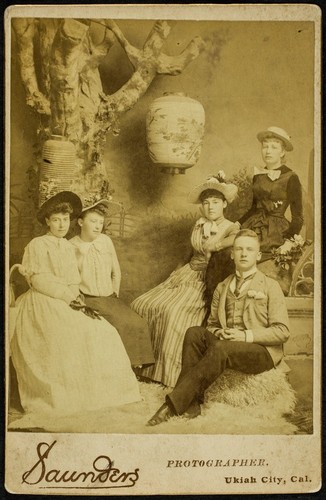 Portrait of four young women and a young man