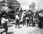 [Relief wagon guarded by soldiers, Mission St. between Brook and Cortland]