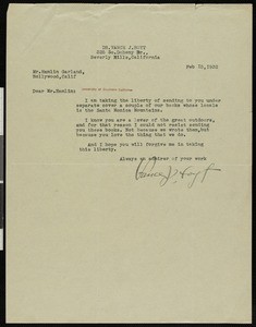 Vance Joseph Hoyt, letter, 1932-02-15, to Hamlin Garland