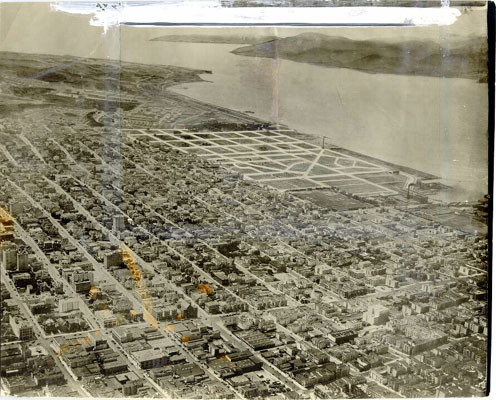 [Aerial view of the Marina district]