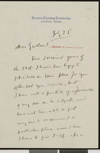 Joseph Edgar Chamberlin, letter, 1917-07-25, to Hamlin Garland