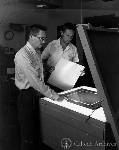 James McClanahan (left) and Hendrik Rubingh (right) working on the original Sky Survey Atlas