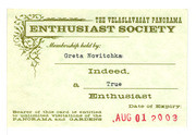 Velaslavasay Panorama Enthusiast Society Membership Card