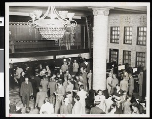 Stock brokers at the Los Angeles Stock Exchange, ca. 1928