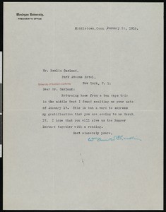 W. Arnold Shanklin, letter, 1916-01-24, to Hamlin Garland