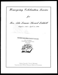 Memorial service program, Ada Lamar Sheard Liddell, 1996