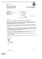 [Letter from Victoria Sandford to Peter Redshaw regarding request for cigarette analysis and customer information]