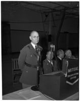 Lieut. Gen. John L. DeWitt speaking at a military banquet at the National Guard Armory, Los Angeles, 1940