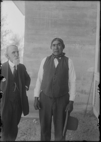 G. W. Ingalls and Wovoka, or Jack Wilson, the Paiute Dreamer and originator of the Ghost Dance. Citizen dress, sub-Chief