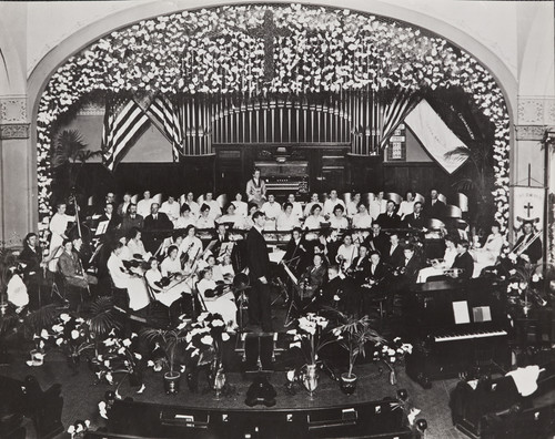 Photograph of Easter services at the First Methodist Episcopal Church in Santa Ana