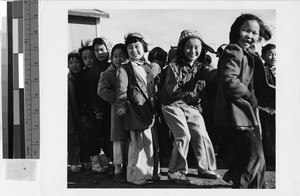 Group of school girls at Granada Japanese Relocation Camp, Amache, Colorado, December 11, 1942