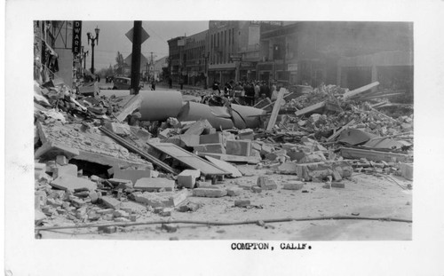 Earthquake wreckage in Compton street