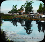 Colorized view of RLB lake pit with active dig site and ranch house beyond. (4554)