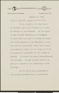 Christopher Darlington Morley, letter, 1916-01-17, to Hamlin Garland
