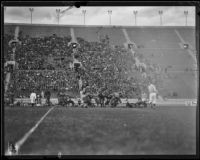 Football game between the UCLA Bruins and the University of Oregon Webfoots at the Coliseum, Los Angeles, 1931