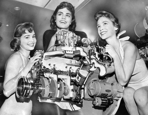 Posing with Buick engine