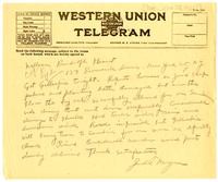 Telegram from Julia Morgan to William Randolph Hearst, December 1921