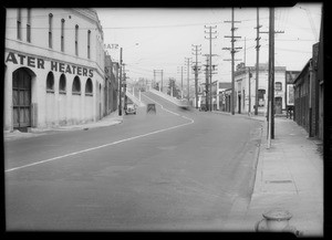 Intersection of North Spring Street & Wilhardt Street and Buick car in Pasadena, Mark A. Lafferty, assured, Southern California, 1934