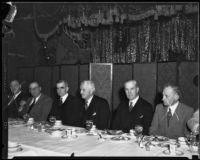 Luncheon honoring Southern Pacific Railroad officials Paul Shoup and A.D. McDonald, Los Angeles, 1932