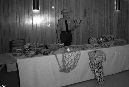 Interpretive Activities, Oscar Noren giving talk on Indian baskets. Historic Individuals