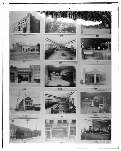 This is a multi-image negative that depicts some of SCE's local office buildings. Undamaged images included on the plate are copies of original negatives: 02 - 00214; 02