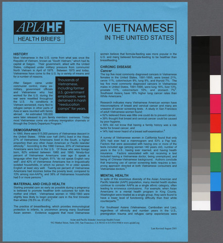 Vietnamese in the United States health brief