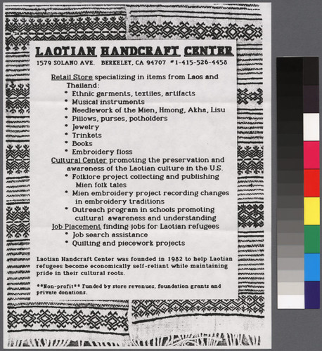 Laotian Handicraft Center informational flyer