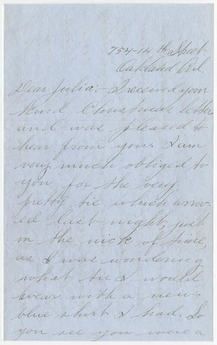 Letter from Gardner Morgan to Julia Morgan, January, circa 1900