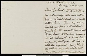Henry Blake Fuller, letter, 1915-11-04, to Hamlin Garland