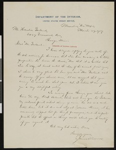 James Carroll, letter, 1907-03-27, to Hamlin Garland