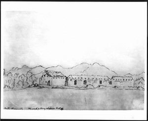 Sketch by Henry Chapman Ford, depicting the Mission Santa Maguerita, ca.1900