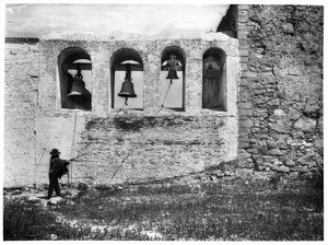 The belfry at Mission San Juan Capistrano, California, ca.1900