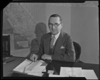 Donald Renshaw of the National Recovery Adm., in the N.R.A. office at the Chamber of Commerce Building, Los Angeles, 1934