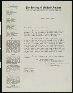 Douglas Malloch, letter, 1915-04-28, to Hamlin Garland