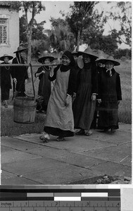 Novices working on farm, Jiangmen, China, ca. 1947