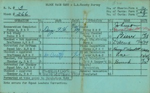 WPA block face card for household census (block 266) in Los Angeles County
