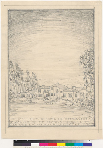 Terrace Drive Houses, Proposed Group, perspective (1), San Francisco, 1918