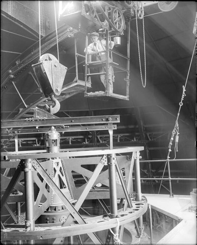 Lifting device for changing cages on the 100-inch telescope, Mount Wilson Observatory