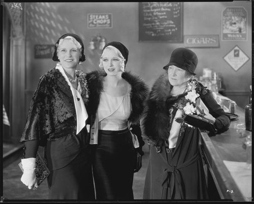 Peggy Hamilton with actress Noel Francis and Mrs. Frank H. Schofield at the Warner Bros. Studios, Burbank, 1931