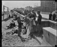Young people on beach, Long Beach, [1930s]