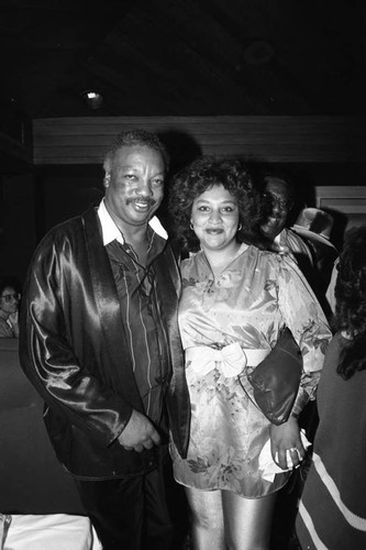 Paul Winfield and an unidentified woman posing together, Los Angeles, 1987