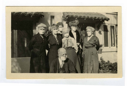 Feb 1919 neighbors - Mission Court with Flu masks on