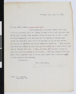 Athur Taylor Aldis, letter, 1911-08-16, to Professor Locard