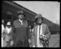 Prohibitionists Ella A. Boole and Anna A. Gordon standing at Los Angeles, Calif. train station in 1926