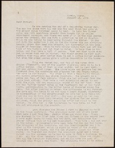 V.W. Peters, letter, 1939.1.16, Kimhwa, Korea, to Father, Rosemead, California, USA